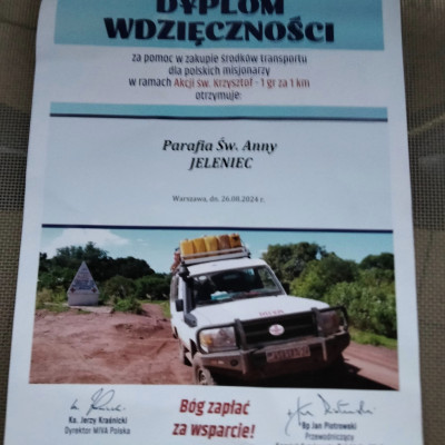 Dyplom Wdzięczności.