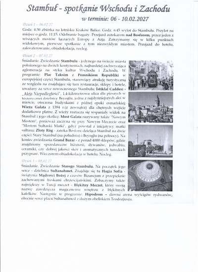 Stambuł - spotkanie Wschodu i Zachodu. 06-10.02.2027
